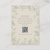 Baby's Breath Beige Bruiloft Details QR Code Informatiekaartje (Voorkant)