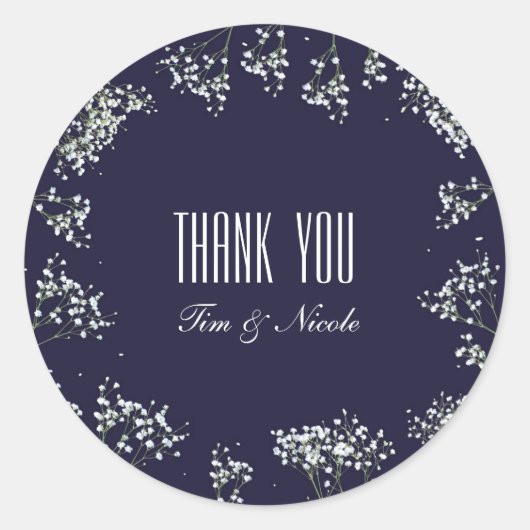 Baby's Breath & Blauw bloemenbruiloft Stickers (Voorkant)