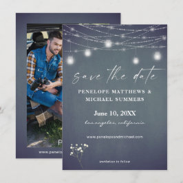 Baby's Breath Blauw Grijs Schoolbord Foto Save The Date