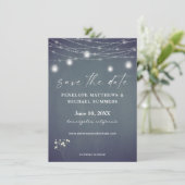 Baby's Breath Blauw Grijs Schoolbord Save The Date (Staand voorkant)