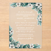 Baby's Breath Blauwgroen groen Traditionele bruilo Acryl Uitnodigingen (Voorkant)