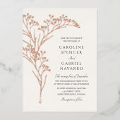 Baby's Breath Bloem Bruiloft Folie Uitnodiging (Voorkant)