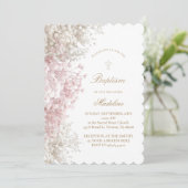 Baby's Breath Bloemen Baby meisje Doop Kaart (Staand voorkant)