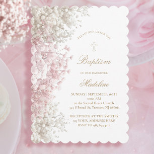 Baby's Breath Bloemen Baby meisje Doop Kaart