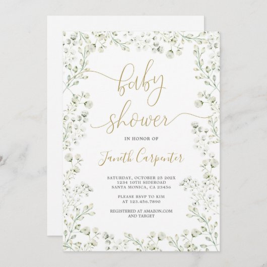 Baby's Breath Bloemen Baby Shower Uitnodiging (Voorkant / Achterkant)