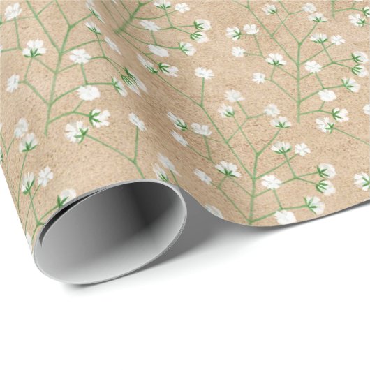 Baby's Breath Bloemen Boho Chic Doop Bruiloft Cadeaupapier (Rol Hoek)
