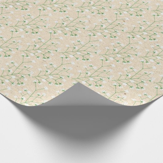 Baby's Breath Bloemen Boho Chic Doop Bruiloft Cadeaupapier (Hoek)