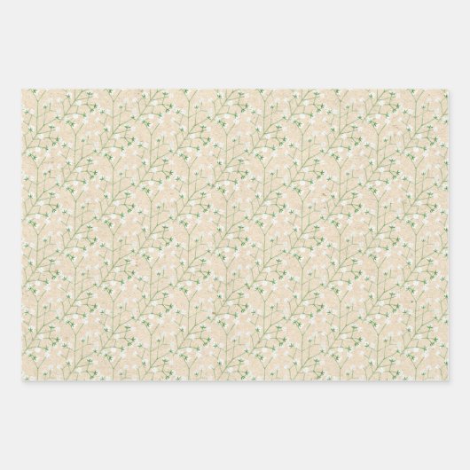 Baby's Breath Bloemen Boho Chic Doop Bruiloft Inpakpapier Vel (Voorkant 3)