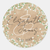 Baby's Breath Bloemen Cute Boho Boerderij Bruiloft Ronde Sticker (Voorkant)