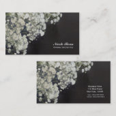 Baby's Breath Bloemen & Donker Rustiek Hout Elegan Visitekaartje (Voorkant / Achterkant)