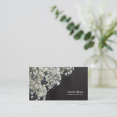 Baby's Breath Bloemen & Donker Rustiek Hout Elegan Visitekaartje (Staand voorkant)