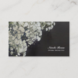 Baby's Breath Bloemen & Donker Rustiek Hout Elegan Visitekaartje