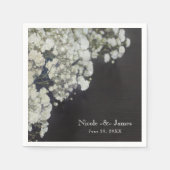 Baby's Breath Bloemen & Donker Rustiek Hout Party Servetten (Voorkant)