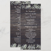 Baby's Breath Bloemen & Donker Rustiek Hout Progra Programmakaart (Voorkant / Achterkant)