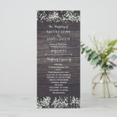 Baby's Breath Bloemen & Donker Rustiek Hout Progra Programmakaart (Staand voorkant)