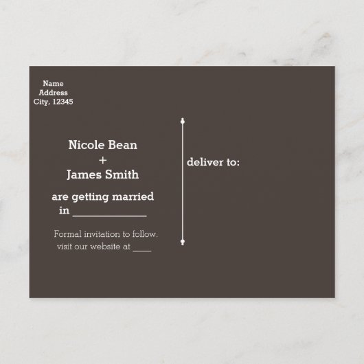 Baby's Breath Bloemen & Donker Rustieke Houten Sav Aankondigingskaart (Achterkant)