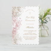 Baby's Breath bloemen Eerste Communie Kaart (Staand voorkant)