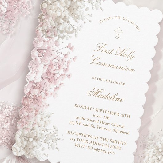 Baby's Breath bloemen Eerste Communie Kaart