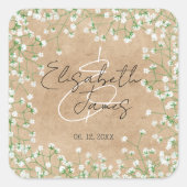 Baby's Breath Bloemen Elegante Rustieke Boho Bruil Vierkante Sticker (Voorkant)