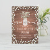 Baby's Breath Bloemen & Hout Elegant Rustiek Kaart (Staand voorkant)