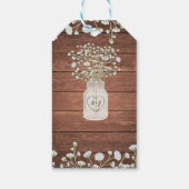 Baby's Breath Bloemen & Hout Rustieke bruiloft gun Cadeaulabel (Achterkant)