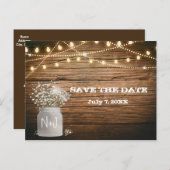 Baby's Breath bloemen in een rustieke weckpot & li Aankondigingskaart (Voorkant / Achterkant)