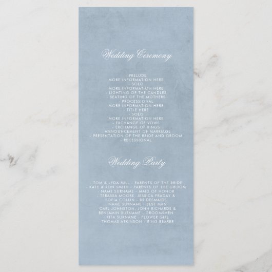 Baby's Breath Bloemen Monogram Stoffig Blauw Progr Programmakaart (Achterkant)