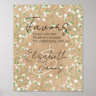 Baby's Breath Bloemen Rustic Neem Eén Favor Poster