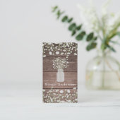 Baby's Breath Bloemen Rustiek Hout Land Chic Visitekaartje (Staand voorkant)