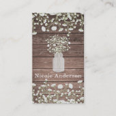 Baby's Breath Bloemen Rustiek Hout Land Chic Visitekaartje (Voorkant)