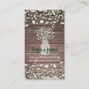 Baby's Breath Bloemen Rustieke Houten Verwijs een Aanbevelingskaartje