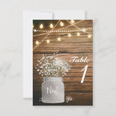 Baby's Breath Bloemen Rustieke Mason Jar Tafelnumm Kaart (Achterkant)