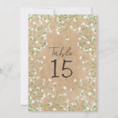Baby's Breath Bloemen Rustieke Trouwtafel Nummer Feestdagenkaart (Voorkant)