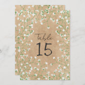 Baby's Breath Bloemen Rustieke Trouwtafel Nummer Feestdagenkaart (Voorkant / Achterkant)