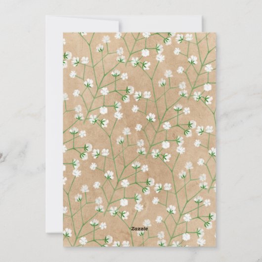 Baby's Breath Bloemen Rustieke Trouwtafel Nummer Feestdagenkaart (Achterkant)