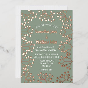 Baby's Breath Bloemen Salie Groen Gouden Folie Huw Folie Uitnodiging