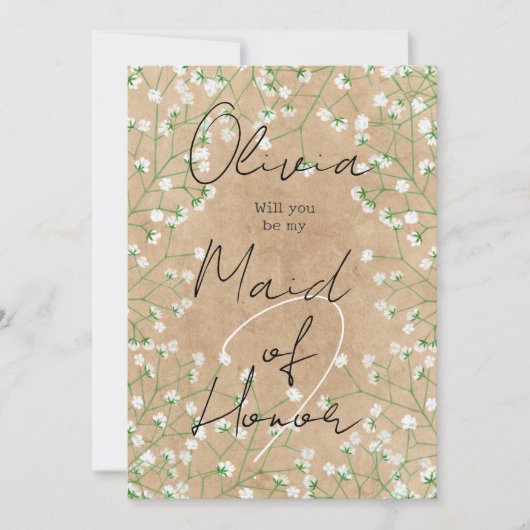 Baby's Breath Bloemen Zal Jij Mijn Bruidsmeisje Zi Kaart (Voorkant)