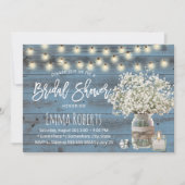 Baby's Breath Bloemenpot Stof Blauw Bruidsfeest Kaart (Voorkant)