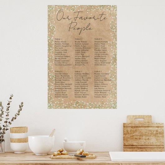 Baby's Breath Bloemrijke Rustieke Trouw Zittijd Ch Poster (Keuken)