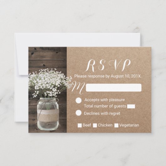 Baby's Breath Bloemstuk Pot Rustic Kraft RSVP Kaartje (Voorkant)