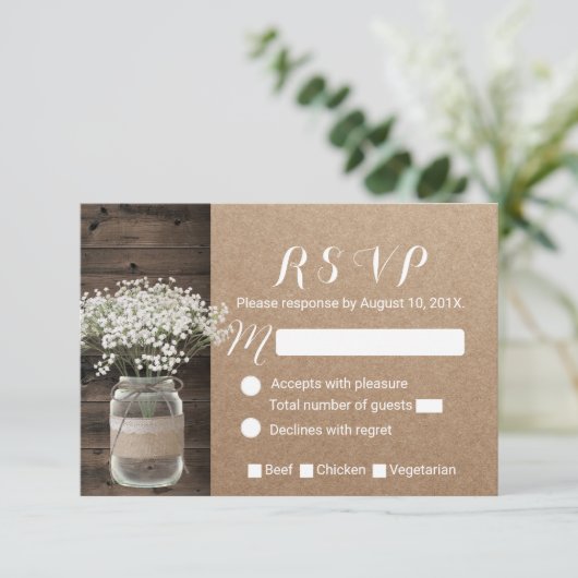 Baby's Breath Bloemstuk Pot Rustieke Kraft RSVP (Staand voorkant)