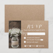 Baby's Breath Bloemstuk Pot Rustieke Kraft RSVP Kaartje (Voorkant / Achterkant)