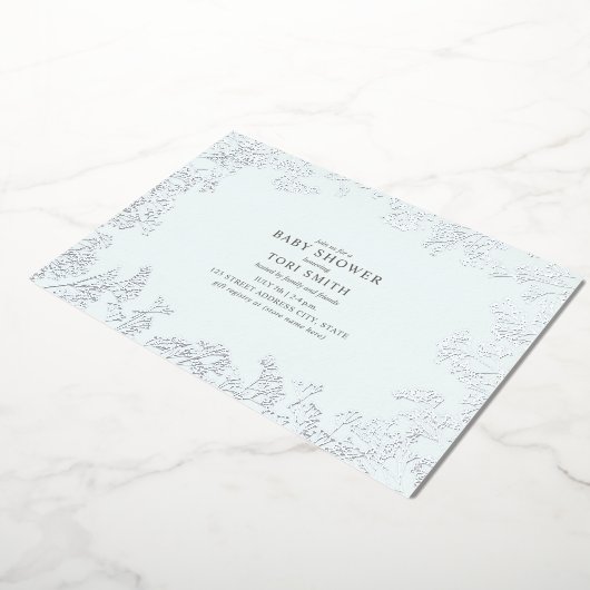 Baby's Breath Blue Boy Baby shower Folie Uitnodiging (Gedraaid)