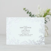 Baby's Breath Blue Boy Baby shower Folie Uitnodiging (Staand Voorkant)