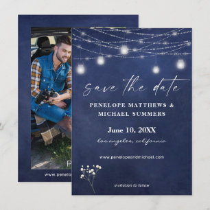 Baby's Breath Blue Chalkboard Fotobewaardatum Save The Date