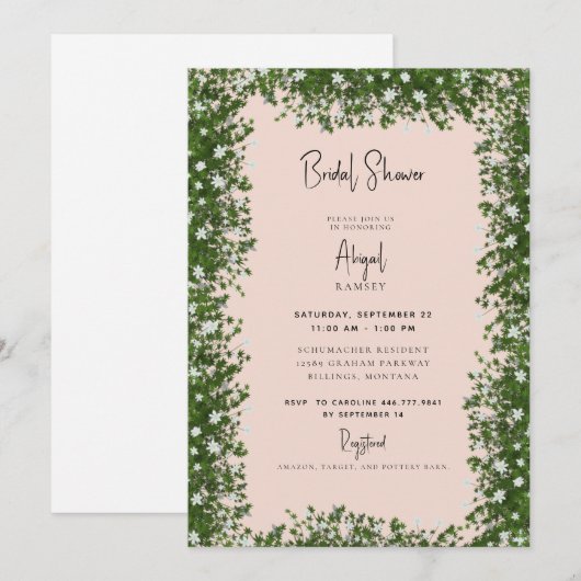 Baby's Breath Blush Bruiloftsfeest Kaart (Voorkant / Achterkant)