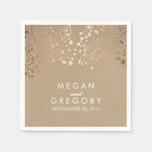 Baby's Breath Blush en Kraft Bloemen Bruiloft Servet