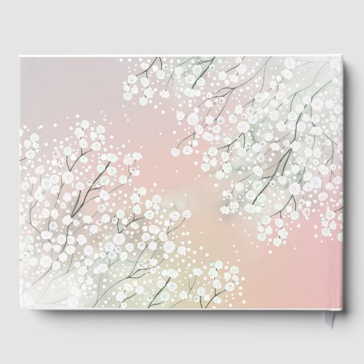 Baby's Breath Blush Roze Bloemen Bruiloft Gastenboek (Achterkant)