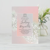 Baby's Breath Blush Roze Bloemen Meisjes Doop Kaart (Staand voorkant)