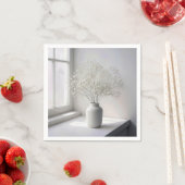 Baby's Breath Bouquet In White Vase Servet (Insitu)
